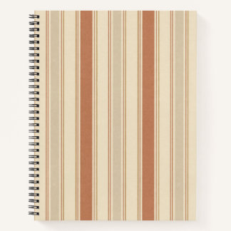 Carnet Rayures multi-largeur crème terracotta et lin taup
