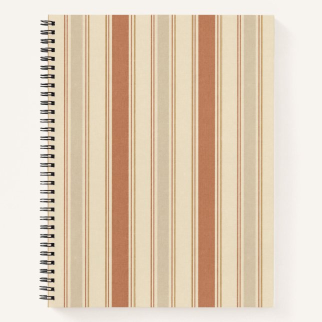 Carnet Rayures multi-largeur crème terracotta et lin taup (Devant)