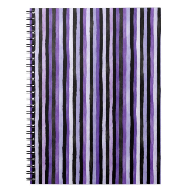 Carnet Rayures Noir Violet (Devant)