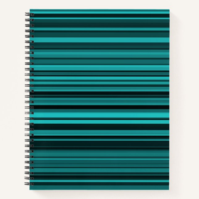 Carnet Rayures noires et sarcelle (Devant)
