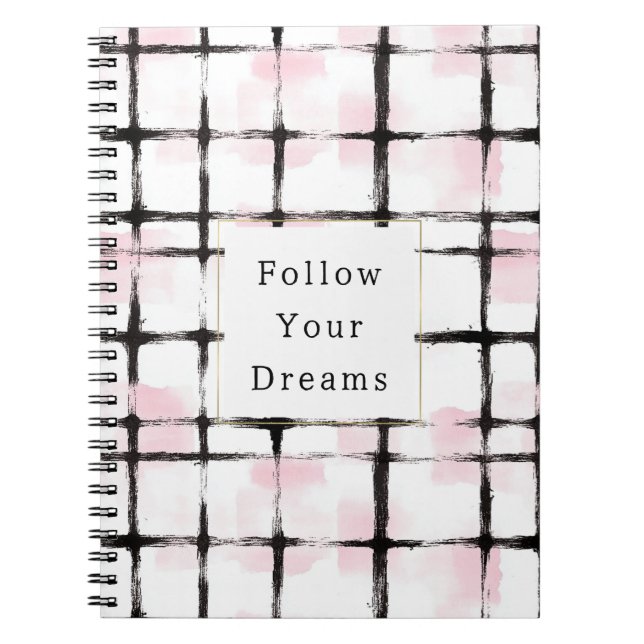 Carnet Rayures noires roses Suivez vos rêves (Devant)