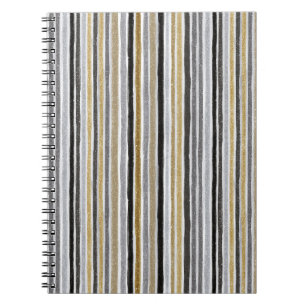 Carnet Rayures Or Argent Noir Bleu