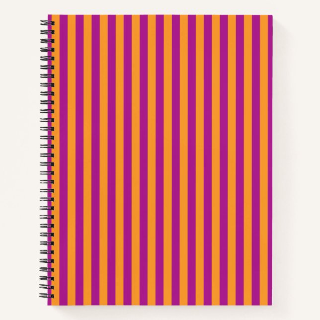 Carnet Rayures orange violet motif sans fin (Devant)