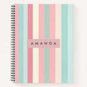 Carnet Rayures pastel minimalistes personnalisées