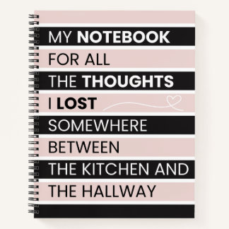 Carnet  Rayures roses et noires ludiques 