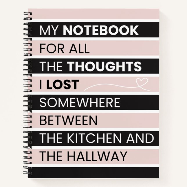 Carnet  Rayures roses et noires ludiques  (Devant)