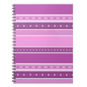 Carnet Rayures roses lilas horizontales avec décor à pois