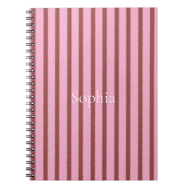 Carnet Rayures Rouge Rose (Devant)