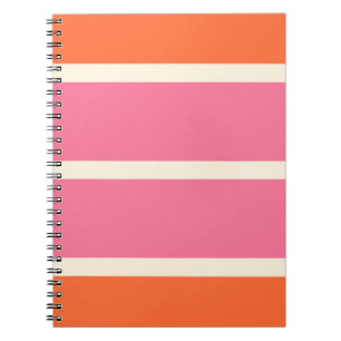 Carnet Rayures Simples en Rose, Orange et Crème