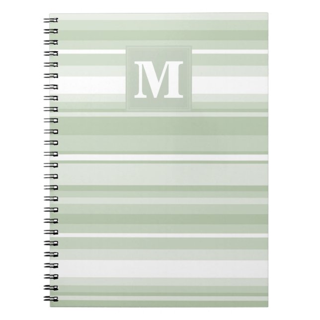 Carnet Rayures vert pâle en monogramme (Devant)