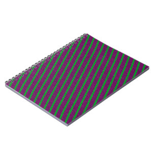 Carnet Rayures Vertes & Violettes Paillettes
