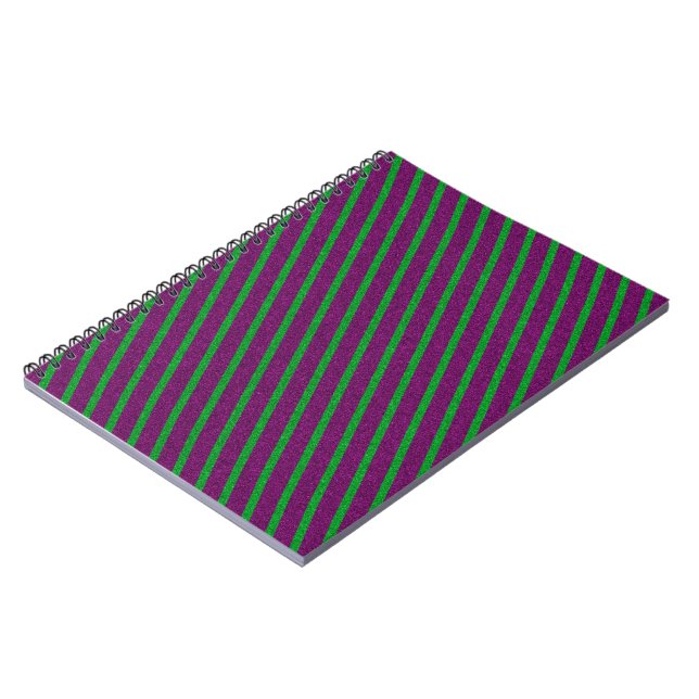 Carnet Rayures Vertes & Violettes Paillettes (Côté gauche)