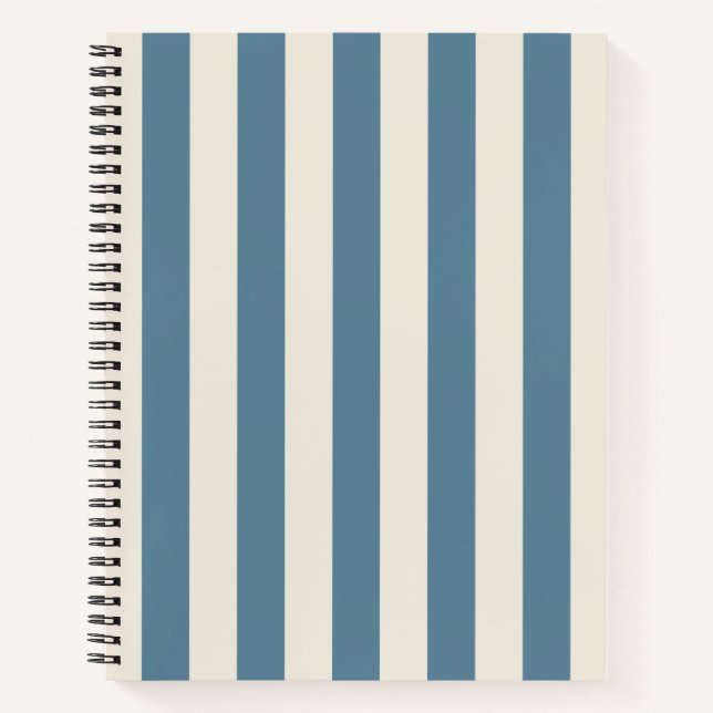 Carnet Rayures verticales bleues et crème (Devant)