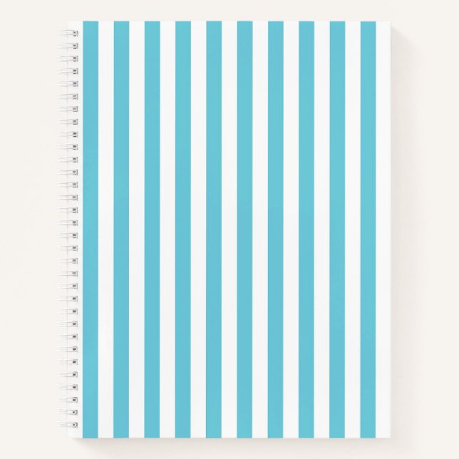 Carnet Rayures verticales classiques bleu clair et blanc (Devant)