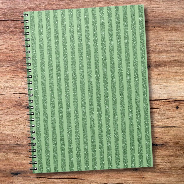 Carnet Rayures verticales simples en vert forêt pailleté (Créateur téléchargé)