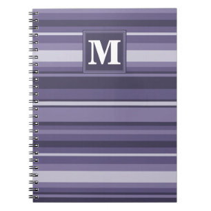Carnet Rayures violettes de cuir monogramme