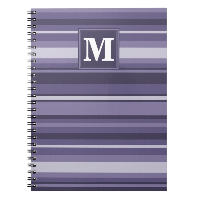 Carnet Rayures violettes de cuir monogramme (Devant)