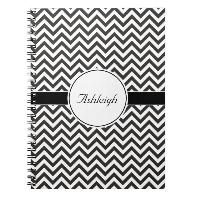 Carnet Rayures Zigzag Noir Blanc Tendance Chevron (Devant)