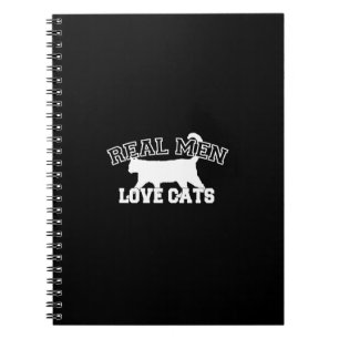 Carnet Real Men Love Cats Design graphique sur Décor Noir