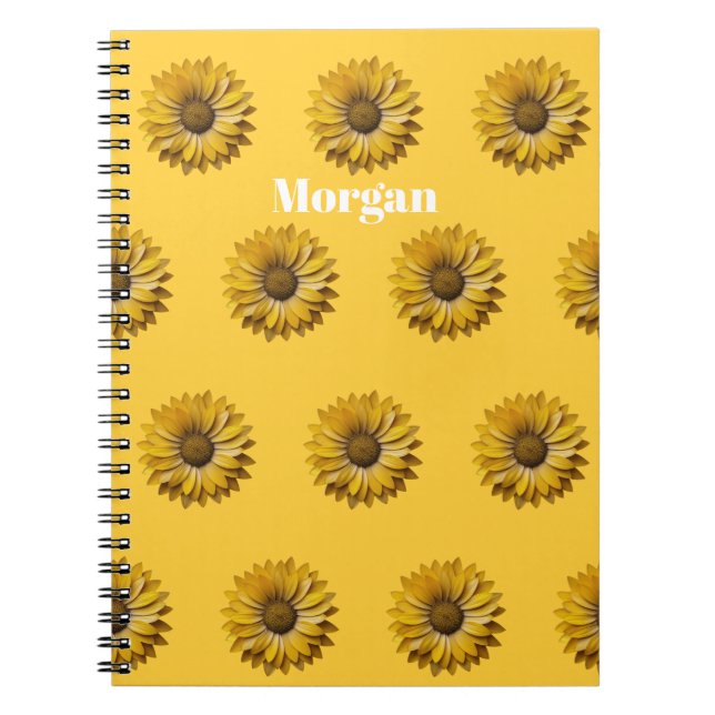 Carnet Realistic Minimal Sunflower Pattern Custom (Devant)