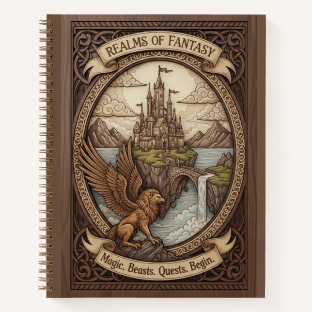 Carnet Realms of Fantasy Griffin Castle Wood Carved (Devant)