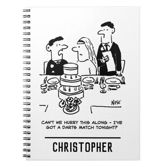 Carnet Réception de mariage Le marié a un match de fléche (Devant)