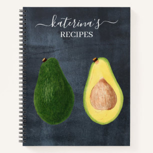 Carnet Recette Aquarelle Retro Chalkboard Avocado Recette