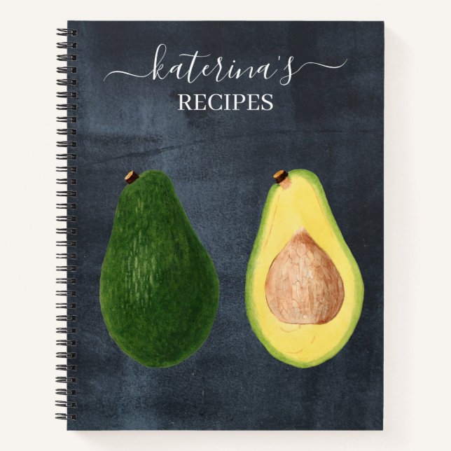 Carnet Recette Aquarelle Retro Chalkboard Avocado Recette (Devant)