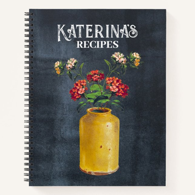 Carnet Recette Aquarelle Retro Chalkboard Fleurs sauvages (Devant)