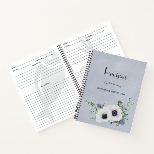 Carnet Recette Botanique Bleu Vert Élégant (Intérieur)
