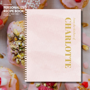 Carnet Recette d'aquarelle rose pâle minimaliste