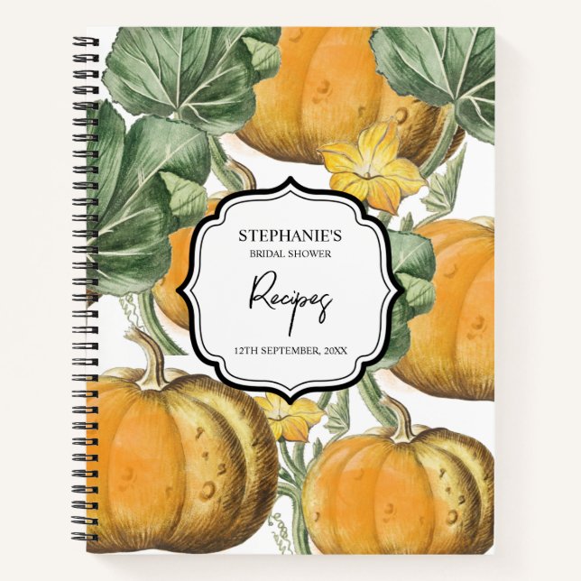 Carnet Recette de Baby Shower Mariage Citrouilles Automne (Devant)
