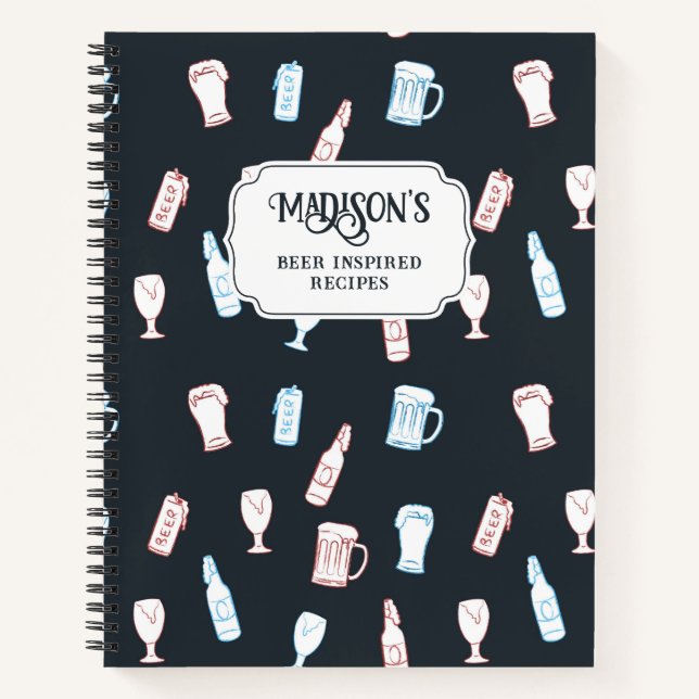 Carnet Recette de bière fantaisiste dessinée à la main de (Devant)