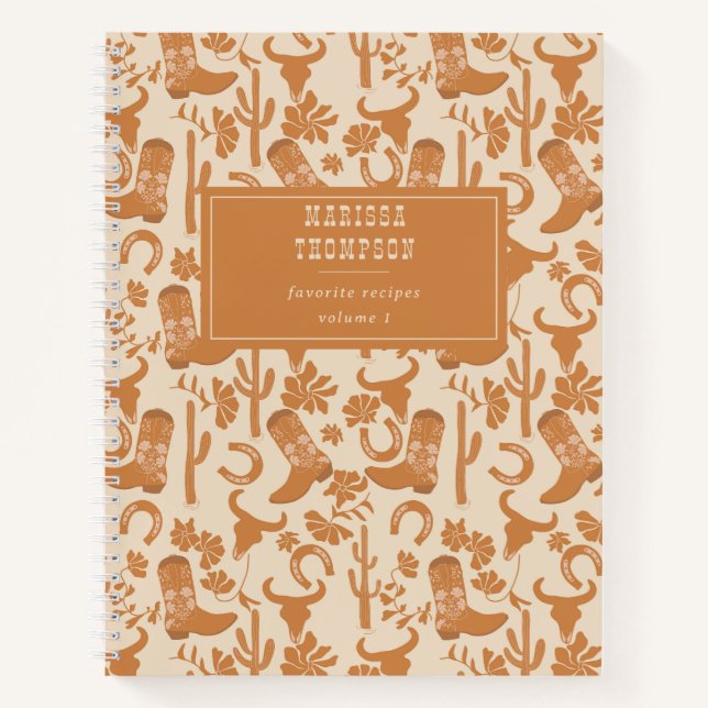 Carnet Recette de bottes de cowboy de campagne rustiques  (Devant)