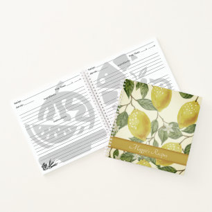 Carnet Recette de citrons jaunes botaniques personnalisés