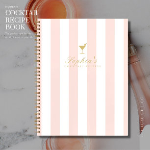 Carnet Recette de cocktail blanc chic et blanc en bande d