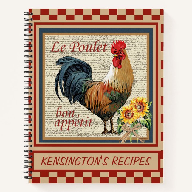 Carnet Recette de coq de pays français vintage (Devant)