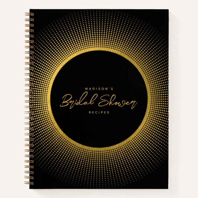 Carnet Recette de cuisine de salle de mariage noir or (Devant)