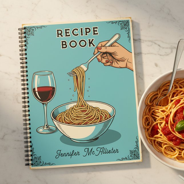 Carnet Recette de cuisine de spaghetti et de vin d'art po (Créateur téléchargé)