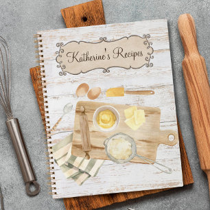 Carnet Recette de cuisson rustique vintage aquarelle de c