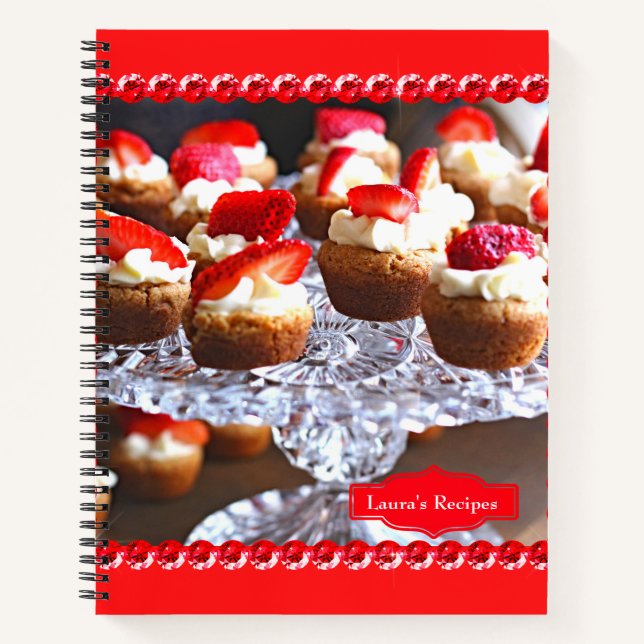 Carnet Recette de dessert délicieuse fraise Cupcakes (Devant)