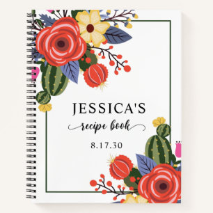 Carnet Recette de douche florale rouge