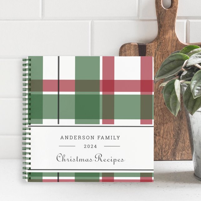 Carnet Recette de famille à carreaux de Noël classique (Créateur téléchargé)