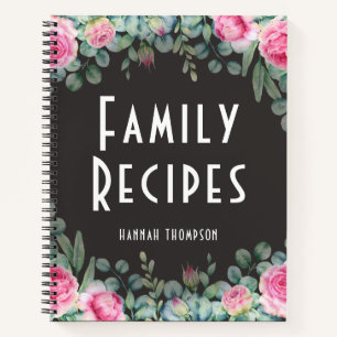 Carnet Recette de famille personnalisée chic moderne rose