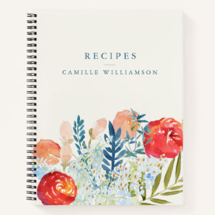 Carnet Recette de Fête des mariées florale vintage aquare