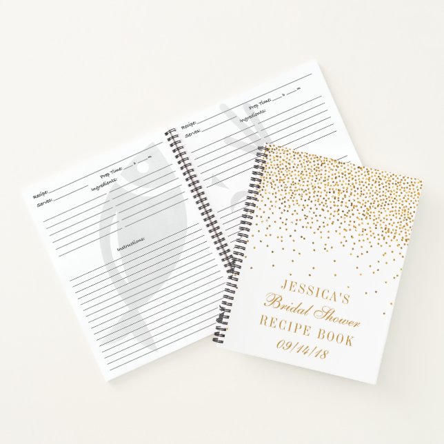Carnet Recette de fête prénuptiale avec confettis dorés v (Intérieur)