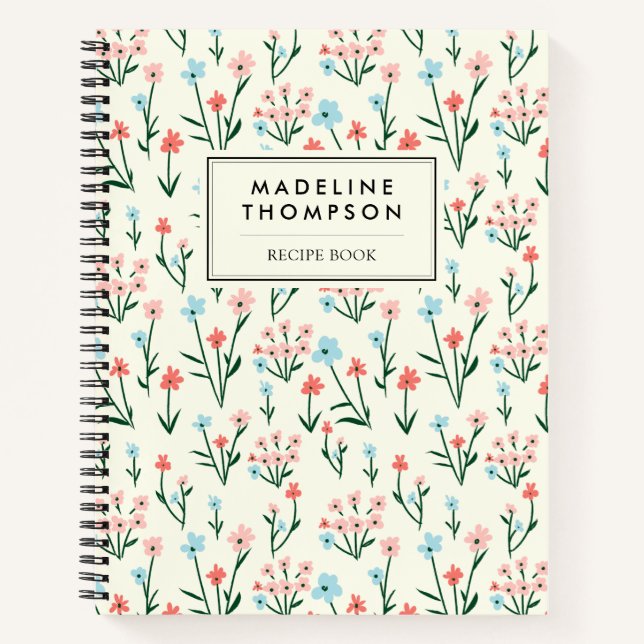 Carnet Recette de fleur botanique florale simple rose ble (Devant)