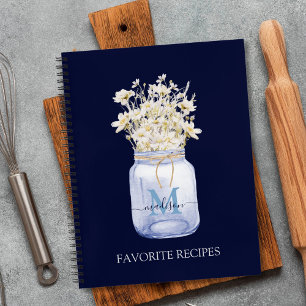 Carnet Recette de fleur de marguerite blanche monogrammée