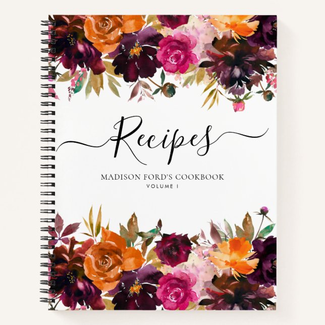 Carnet Recette de fleurs de Bourgogne jaune violet rose à (Devant)