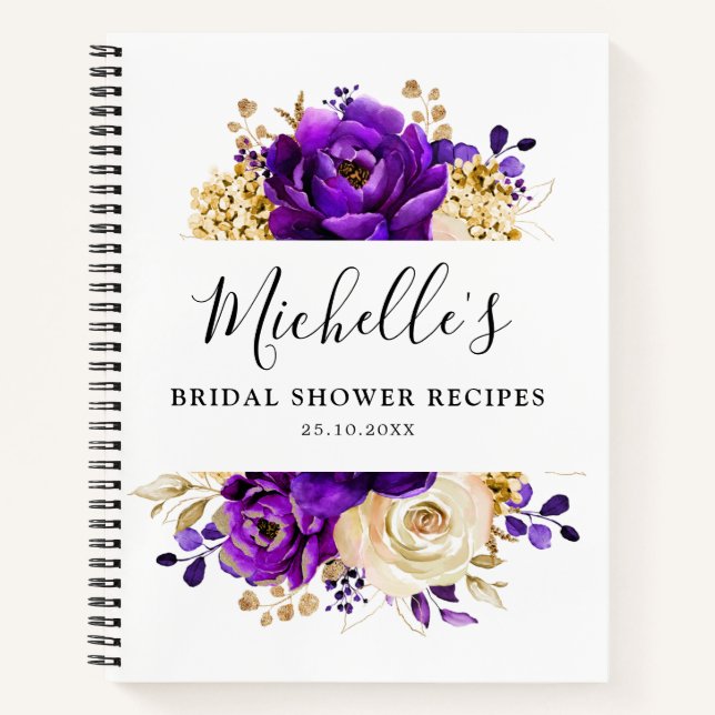Carnet Recette de Mariage Royal Violet Or (Devant)